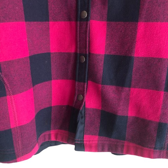 Orvis Women's Flannel Shirt Jacket Fleece Lined XXL 2XL Plaid Pink 100% Cotton - Picture 9 of 13